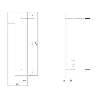 Groot huisnummer: 1 (50cm) RVS mat geborsteld