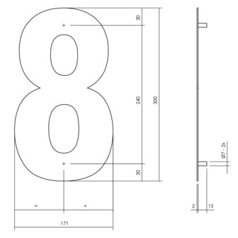 Zwart huisnummer: 8 (30cm)