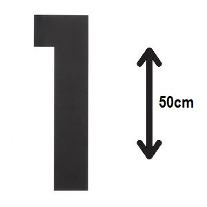 Groot huisnummer: 1 (50cm) zwart mat
