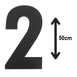 Groot huisnummer: 2 (50cm) zwart mat