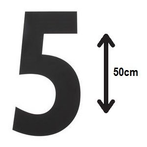 Groot huisnummer: 5 (50cm) zwart mat