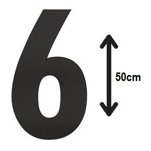 Groot huisnummer: 6 (50cm) zwart mat