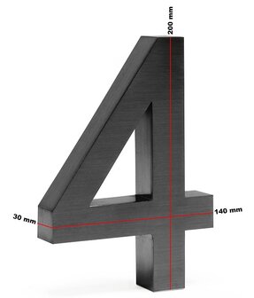 Huisnummer 3D antraciet - nummer 4