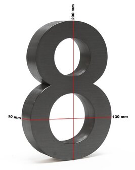 Huisnummer 3D antraciet - nummer 8