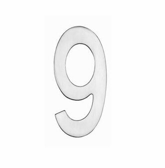 Slank RVS huisnummer 9   (15cm)