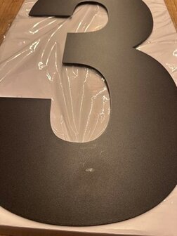 B-keus Groot huisnummer: 3 (50cm) zwart mat