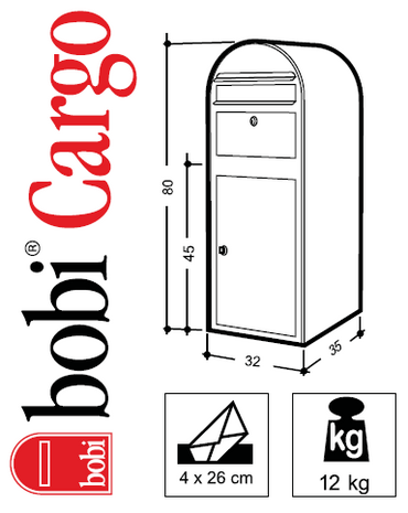 Pakketbrievenbus Bobi Cargo structuurzwart RAL 9005