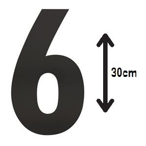 Zwart huisnummer: 6 (30cm)