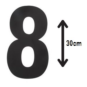 Zwart huisnummer: 8 (30cm)