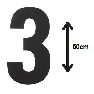 Groot huisnummer: 3 (50cm) zwart mat