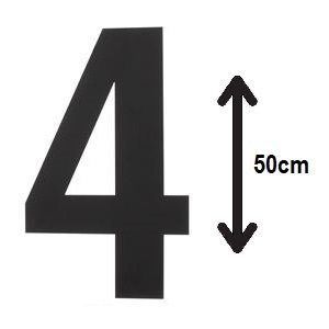 Groot huisnummer: 4 (50cm) zwart mat