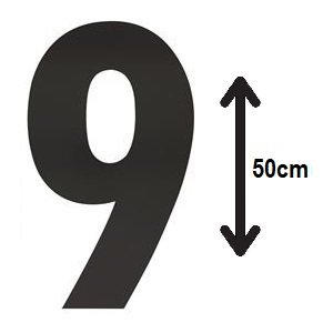 Groot huisnummer: 9 (50cm) zwart mat