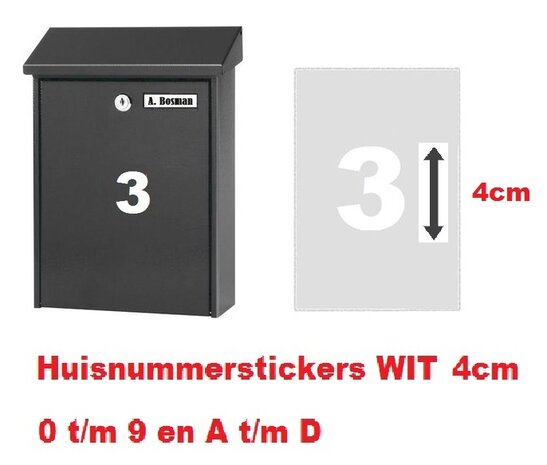 Huisnummerstickers Wit 4CM