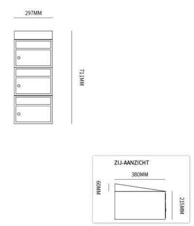 brievenbus systeem 3 brievenbussen zwart