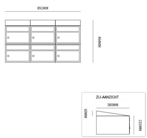 brievenbusconstructie voor 4 brievenbussen 6 wand