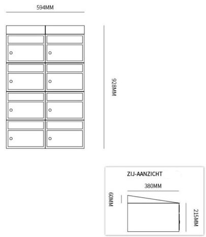 Brievenbussysteem 8 brievenbussen wandbevestiging antraciet