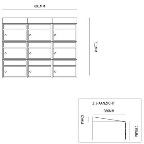 Brievenbussysteem 9 brievenbussen wandbevestiging antraciet