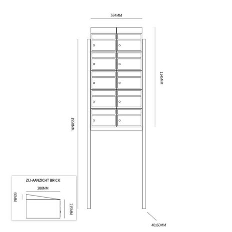 Brievenbussysteem 10 brievenbussen antraciet incl. statief