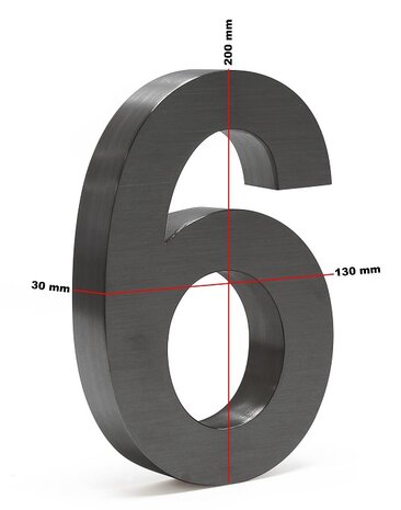 Huisnummer 3D antraciet - nummer 6