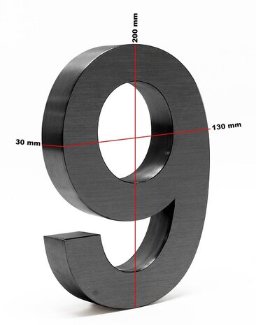 Huisnummer 3D antraciet - nummer 9