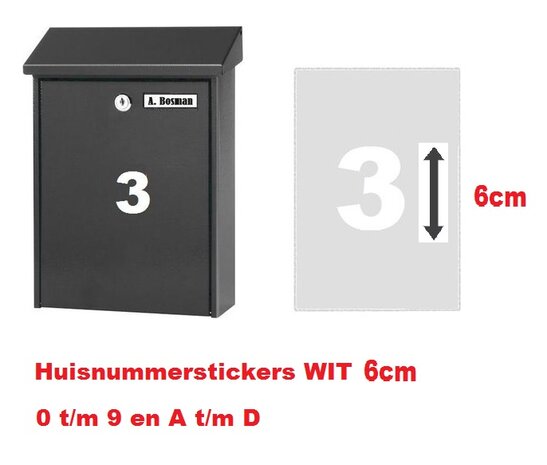 Huisnummerstickers Wit 6CM