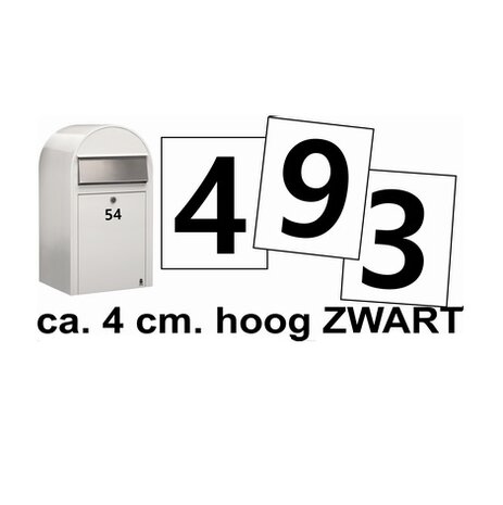Huisnummerstickers Zwart 4CM