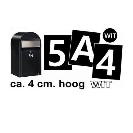 Huisnummerstickers Wit 4CM