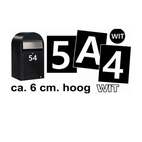 Huisnummerstickers Wit 6CM