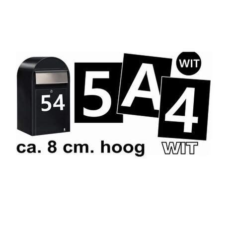 Huisnummerstickers Wit 8CM