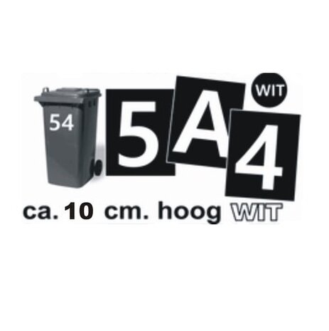 Huisnummerstickers WIT 10CM