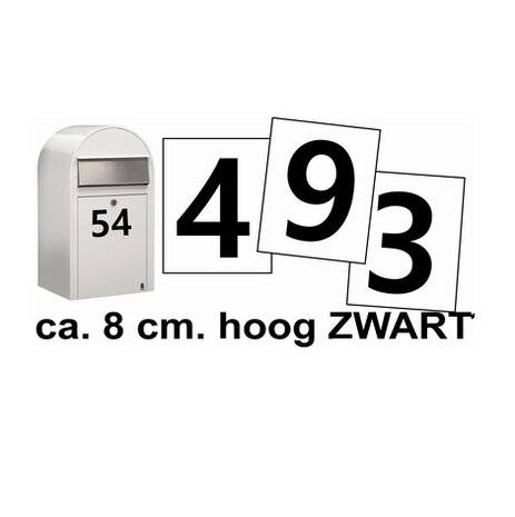 Huisnummerstickers Zwart 8CM