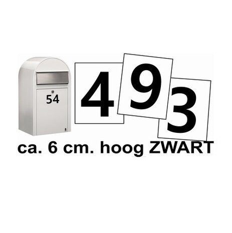 Huisnummerstickers Zwart 6CM