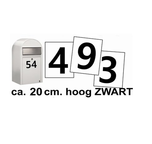 XL nummerstickers Zwart 20CM