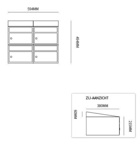 brievenbusconstructie voor 4 brievenbussen wand