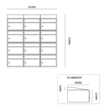 Brievenbussysteem 12 brievenbussen wandbevestiging antraciet
