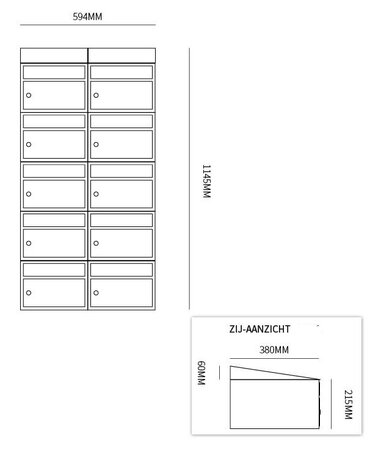 Brievenbussysteem 10 brievenbussen wandbevestiging antraciet