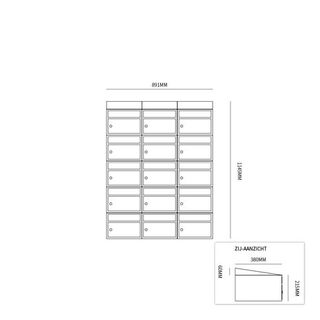 Brievenbussysteem 15 brievenbussen wandbevestiging antraciet