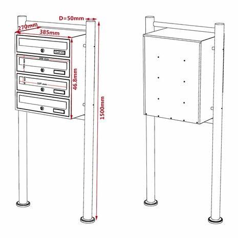 brievenbus kast met 4 brievenbussen