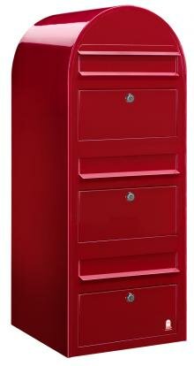 Brievenbus Bobi Trio rood + statief RVS