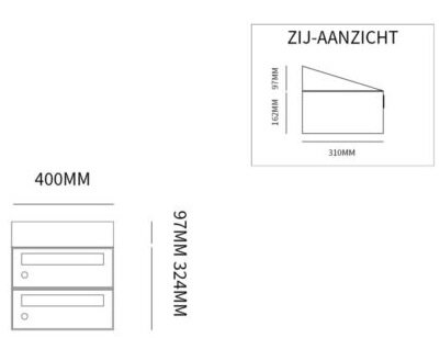 brievenbuskast 2 brievenbussen schuin dak