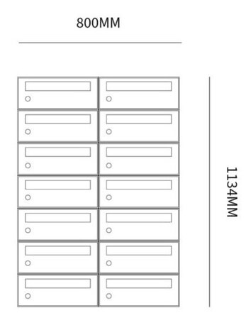 Brievenbuskast (2x7) 14 brievenbussen zwart 