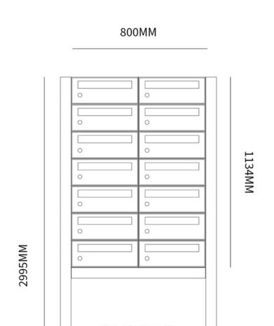 Brievenbuskast (2x7) 14 brievenbussen zwart met statief