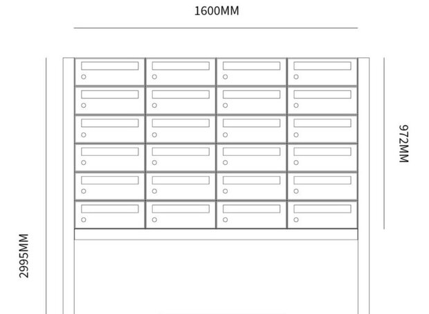 Brievenbuskast (4x6) 24 brievenbussen zwart met statief