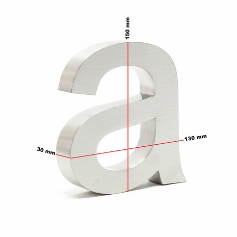 Huisnummer toevoeging 3D RVS - letter a