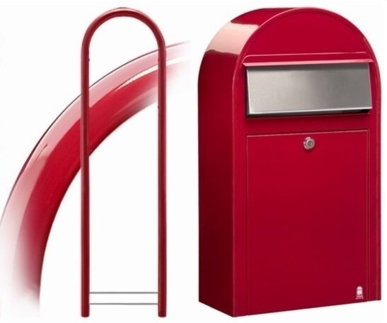 Brievenbus Bobi Grande S rood + statief round rood