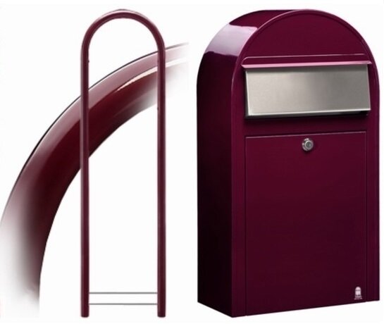 Brievenbus Bobi Grande S donkerrood  + statief donkerrood