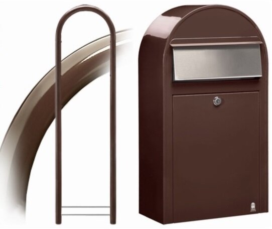 Brievenbus Bobi Grande S bruin + statief round bruin