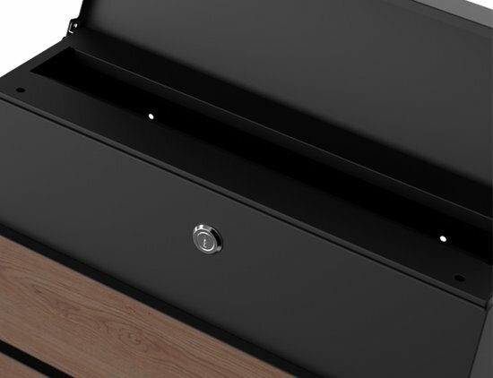 Brievenbus mat zwart met hout panelen