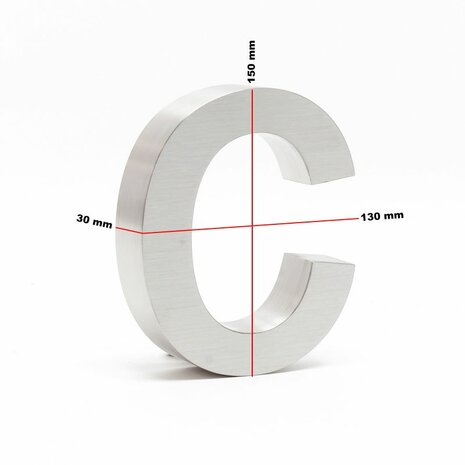 Huisnummer toevoeging 3D RVS - letter c