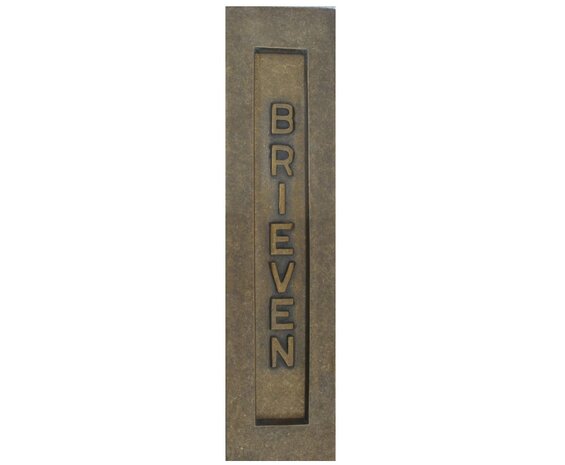 Brievenbusklep verticaal messing antiek &#039;BRIEVEN&#039;